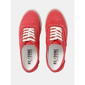 RE/DONE 70s Low Top Skate Sneakers Women’s Red Canvas Lace Up Shoes